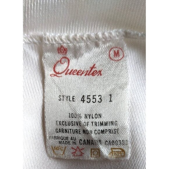 Vintage Queentex Underskirt Lingerie Ivory Knit Knee Length Side Slit Size M - Picture 10 of 11